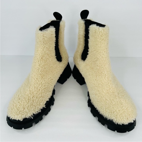 ALEXANDER MCQUEEN Shearling Wander Chelsea Platform Combat Boots 39.5 9.5 w/box - Picture 7 of 11